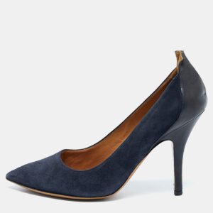 Isabel Marant Navy Blue Suede and Leather Pointed Toe Pumps Size 40