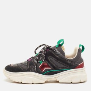 Isabel Marant Black Leather and Mesh Low Top Sneakers Size 39