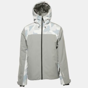 J. Mendel Grey Synthetic Zip-Up Hooded Base Champ Ski Jacket M