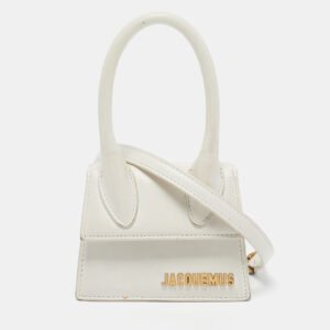 Jacquemus White Leather Mini Le Chiquito Top Handle Bag