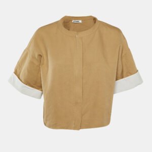 Jil Sander Beige Cotton Twill Cropped Oversized Jacket M