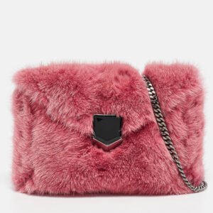 Jimmy Choo Candy Pink Mink Fur Lockett Envelope Mini Clutch