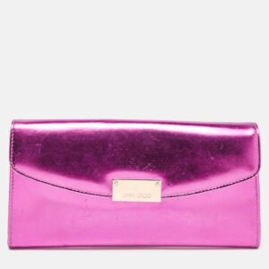 Jimmy Choo Metallic Magenta Leather Clutch
