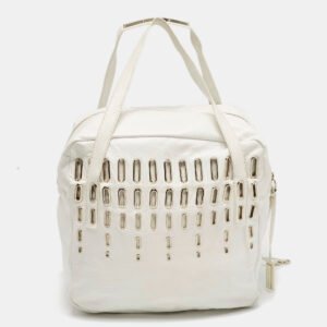 jimmy choo white leather dessy satchel