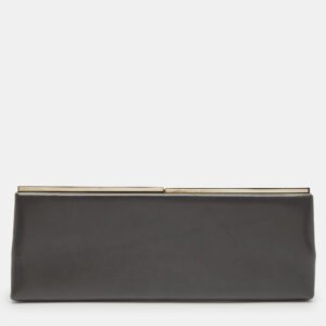 Jimmy Choo Grey Leather Frame Clutch