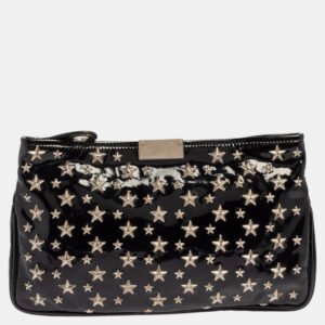Jimmy Choo Black Patent Leather Star Studded Clutch