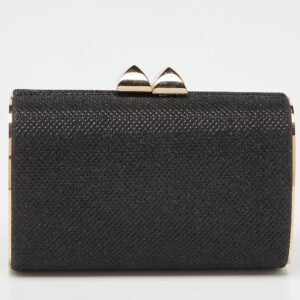 Jimmy Choo Black Fabric Lurex Frame Clutch