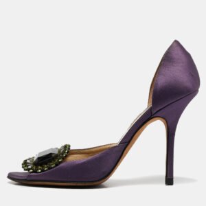 Jimmy Choo Purple Satin Kendal Open Toe Pumps Size 39
