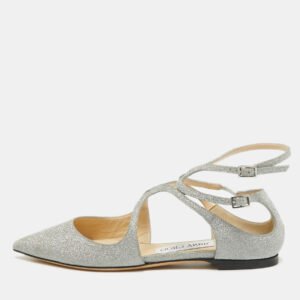 Jimmy Choo Silver Glitter Lancer Flats Size 36