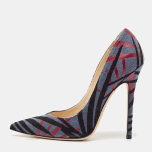 Jimmy Choo Multicolor Canvas Abel Pointed Toe Pumps Size 37.5