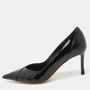 Jimmy Choo Black Patent Leather and Leather Cass Pointed Toe Pumps Size 38