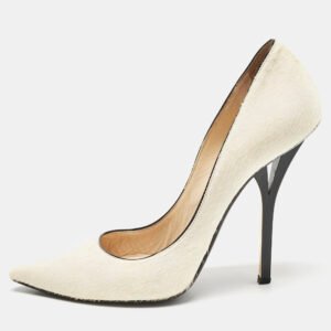 Jimmy Choo Cream Calf Hair Romy Pointed Toe Pumps Size 40