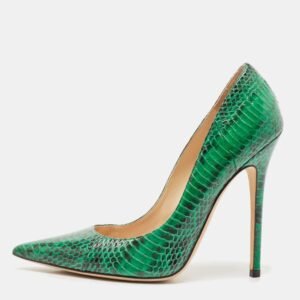 Jimmy Choo Green Python Leather Anouk Pumps Size 39