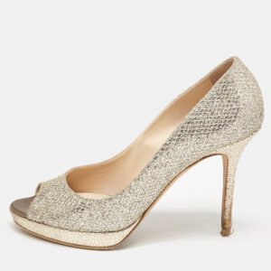 luxury-women-jimmy-choo-used-shoes-p1140710-003 Jimmy Choo Gold Glitter Luna Peep Toe Pumps Size 40
