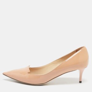 luxury-women-jimmy-choo-used-shoes-p1145517-007 Jimmy Choo Beige Patent Leather Allure Pointed Toe Pumps Size 36.5