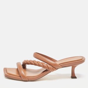 Jimmy Choo Brown Leather Diosa Slide Sandals Size 39