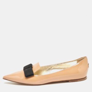 Jimmy Choo Beige Patent Leather Gala Smoking Slippers Size 36