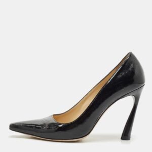 jimmy choo black patent leather square toe pumps size 39