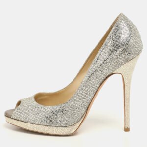 luxury-women-jimmy-choo-used-shoes-p1149410-007 Jimmy Choo Gold Glitter Luna Peep Toe Pumps Size 40