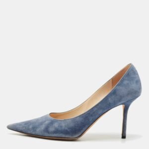 Jimmy Choo Blue Suede Love Pointed Toe Pumps Size 39