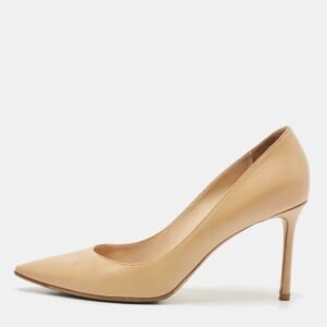 Jimmy Choo Beige Leather Romy Pointed Toe Pumps Size 40
