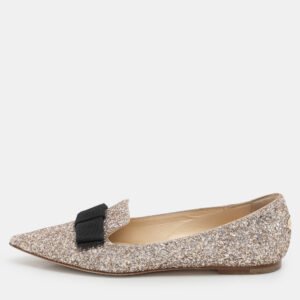 Jimmy Choo Metallic Glitter Gala Flats Size 37