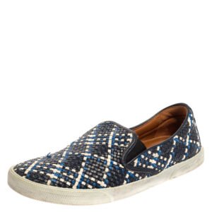 Jimmy Choo Blue Demi Woven Leather Slip-on Sneakers Size 39.5