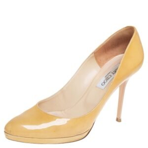 Jimmy Choo Yellow Patent Leather Cosmic Platform Pumps Size 39.5