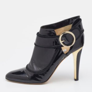 Jimmy Choo Black Patent Leather Chicago Ankle Boots Size 40