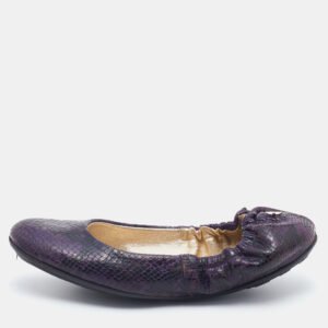Jimmy Choo Purple/Black Python Embossed Leather Scrunch Ballet Flats Size 36.5