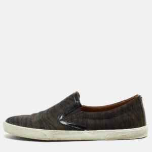 Jimmy Choo Iridescent Canvas and Patent Low Top Sneakers Size 38