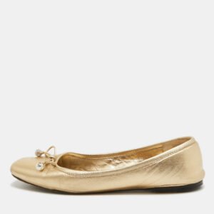 Jimmy Choo Gold Leather Ballet Flats Size 36