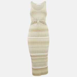 Jonathan Simkhai Grey Rib Knit Cut-Out Midi Dress S