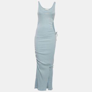 Jonathan Simkhai Light Blue Rib Knit CutOut Detail Maxi Dress S