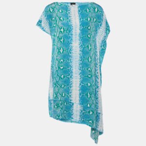 Joseph Blue Snake Printed Silk Shift Dress S
