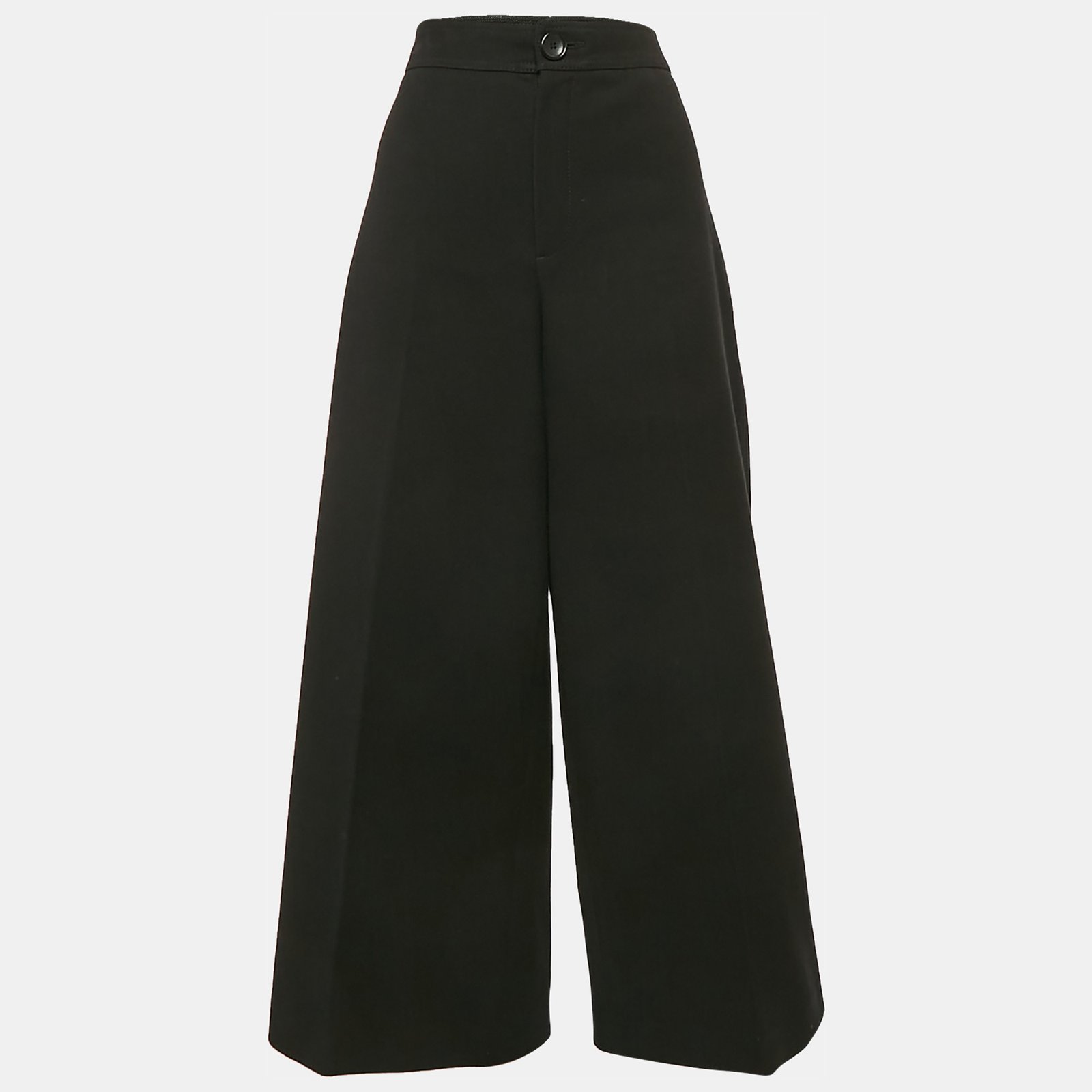 Joseph Black Wool Blend Gabardine Wide Leg Trousers L