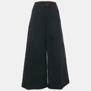 joseph navy blue contrast stitch wool wide-leg jeans l waist 32"