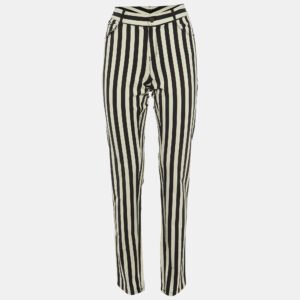 Joseph Monochrome Striped Gabardine Erevan Skinny Trousers L