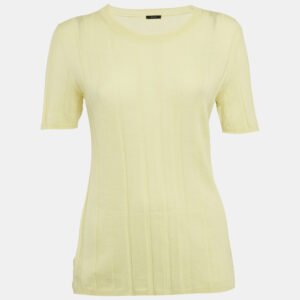 Joseph Yellow Ribbed Merino Wool Knit Jumper S