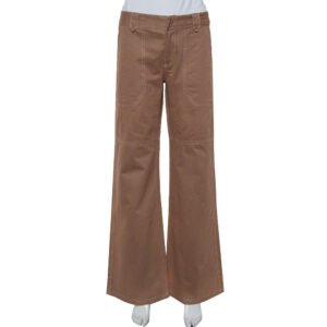 Joseph Brown Cotton Paneled Wide Leg Trousers L