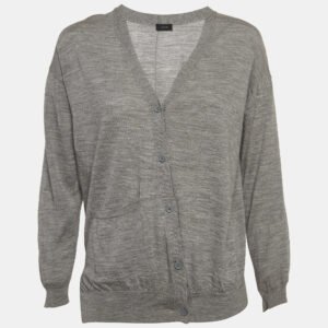 Joseph Grey Merinos Wool Rib Knit Asymmetric Cardigan S