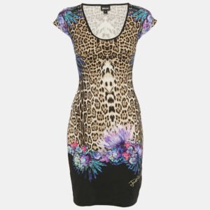 Just Cavalli Brown Leopard Print Jersey Mini Dress M