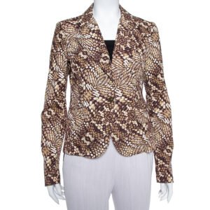 Just Cavalli Brown Printed Cotton Blazer L