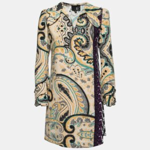 Just Cavalli Multicolor Printed Crepe Ruffled Short Dress S