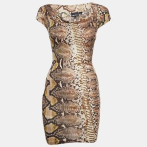 luxury-women-just-cavalli-used-clothes-p943681-003 Just Cavalli Multicolor Snakeskin Print Knit Mini Dress XS