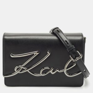 luxury-women-karl-lagerfeld-used-handbags-p1148516-001 Karl Lagerfeld Black Leather K/Signature Shoulder Bag