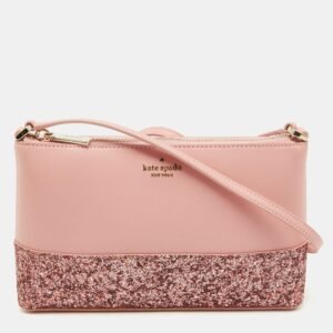 Kate Spade Pink Glitter and Leather Ramey Greta Court Crossbody Bag