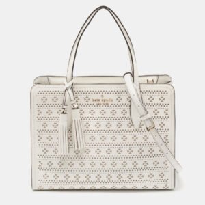 Kate Spade White Perforated Leather Rowe Tote