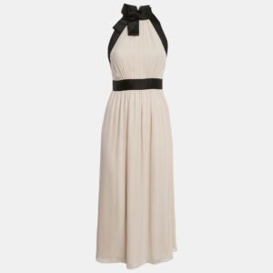 Kate Spade Beige/Black Silk Sleeveless Mini Dress S