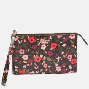 Kate Spade Multicolor Floral Print Leather Wristlet Pouch